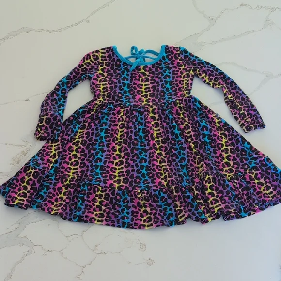Bums & Roses Girls' Multicolor Leopard Print Dress - 3T - Picture 3 of 6